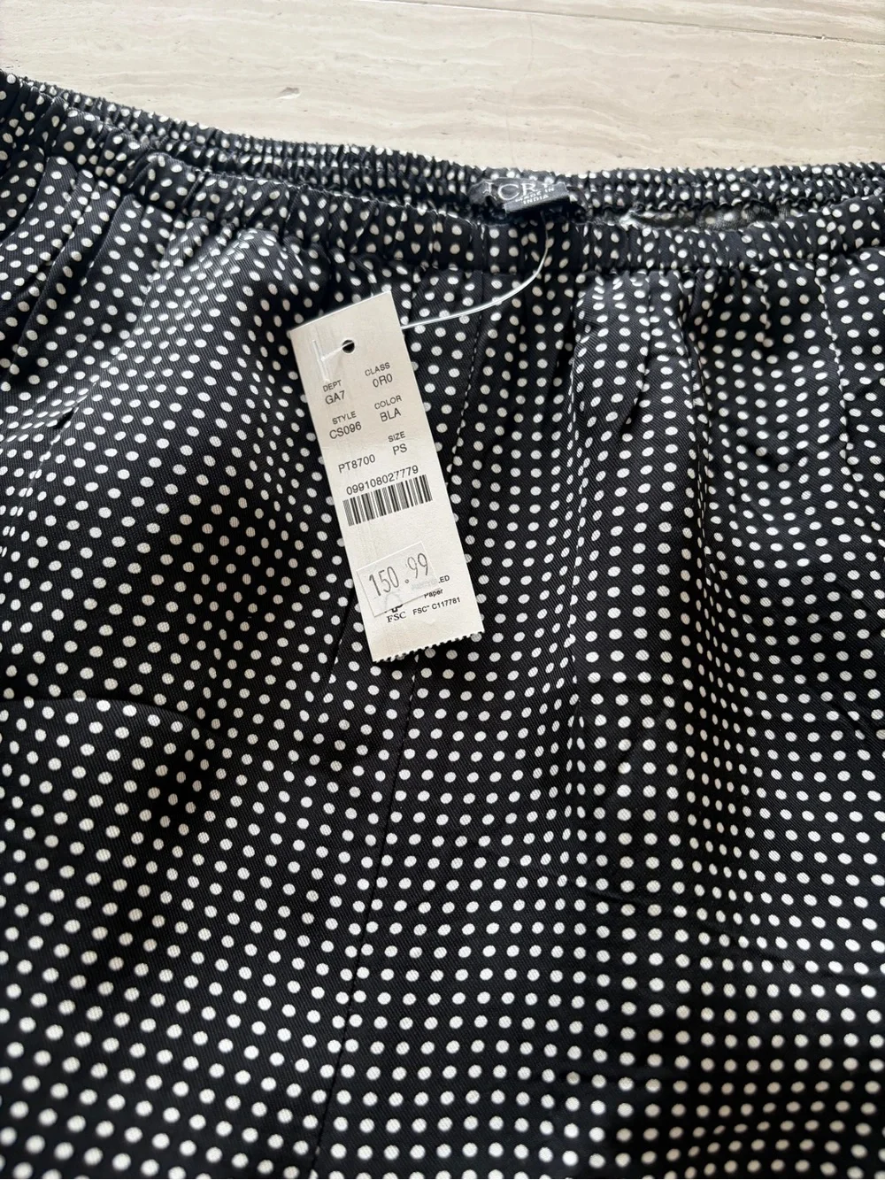 J. Crew Black Wide-Leg Polka Dot Palazzo Pants- NWT SP